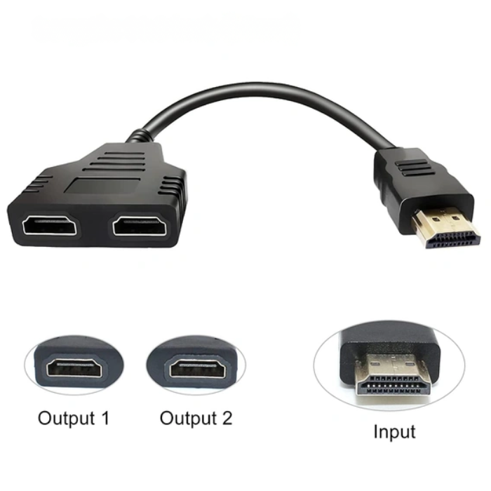 HDMI Splitter 1-In 2-Out - Duplicate HDMI Source to Two Displays Simultaneously